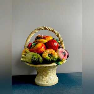 Vintage Authentic Bassano Porcelain Fruit and Vegetable Basket